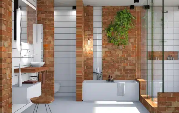 Traditional Bathroom Design Ideas With Brick Wall