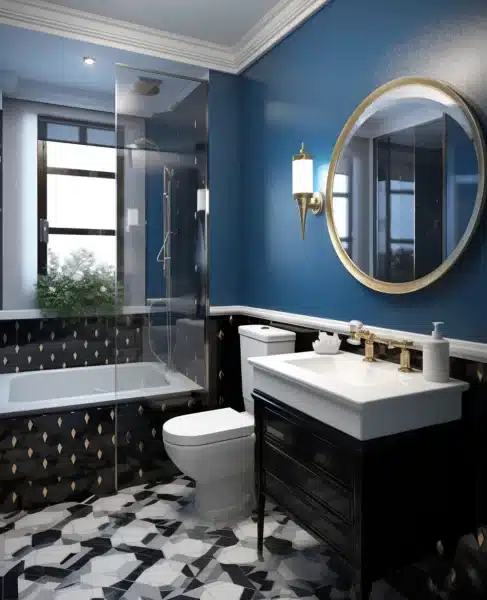 Traditional Bathroom Design With Dark Rustic Shades