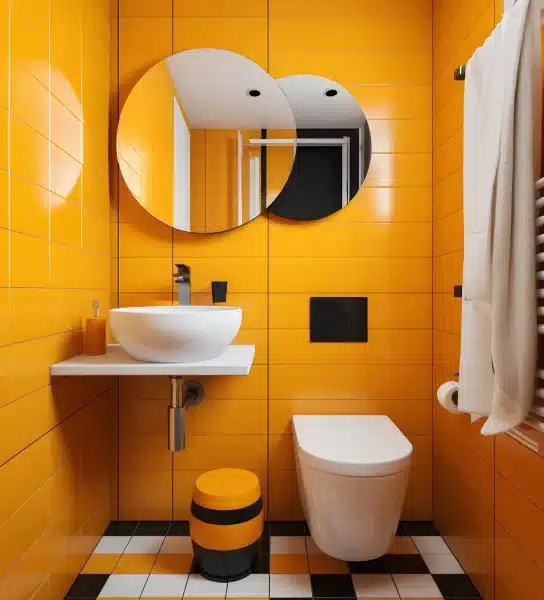 Traditional Bathroom Design in Yellow Combination